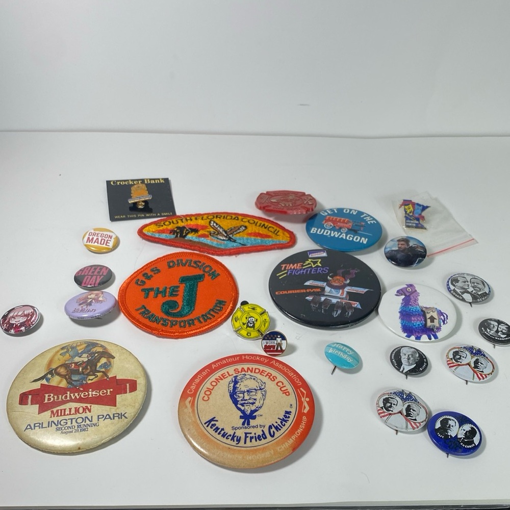 Vintage Pins, Patches, and Buttons lot